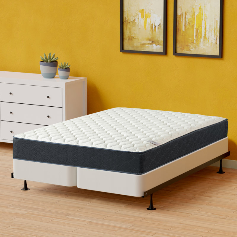 Gayatri 9-Inch Medium Firm TightTop Single Sided Hybrid Mattress with Box Spring/Foundation, Low Profile (4”), King