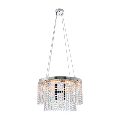Modern Round Crystal Chandelier with Adjustable Height - Luxury K9 Glass Pendant Light for Dining Room & Living Room