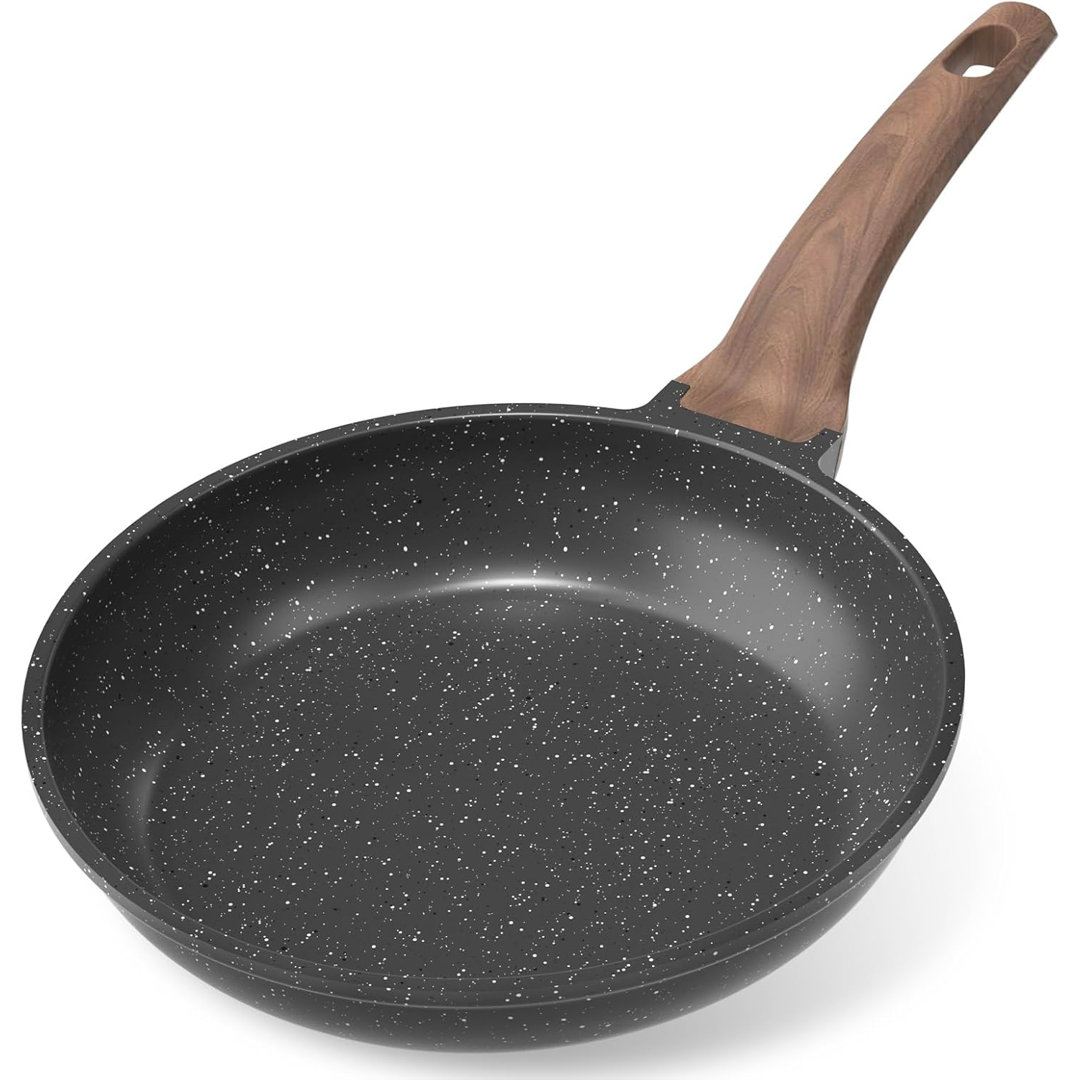 YASHE 28cm Nonstick Frying Pan, Granite Coating Skillet for Eggs, Pancakes and Bacon, Induction Compatible, Easy to Clean, PFOA-Free with Stay-Cool Ha