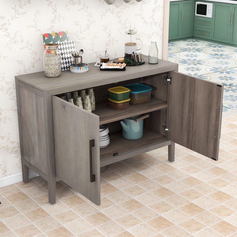 Sideboard Buffet with 2 Doors and Shelf, Gray