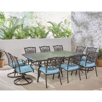 Covington Rectangular 10 - Person 60" Long Aluminum Dining Set with Cushions by Astoria Grand