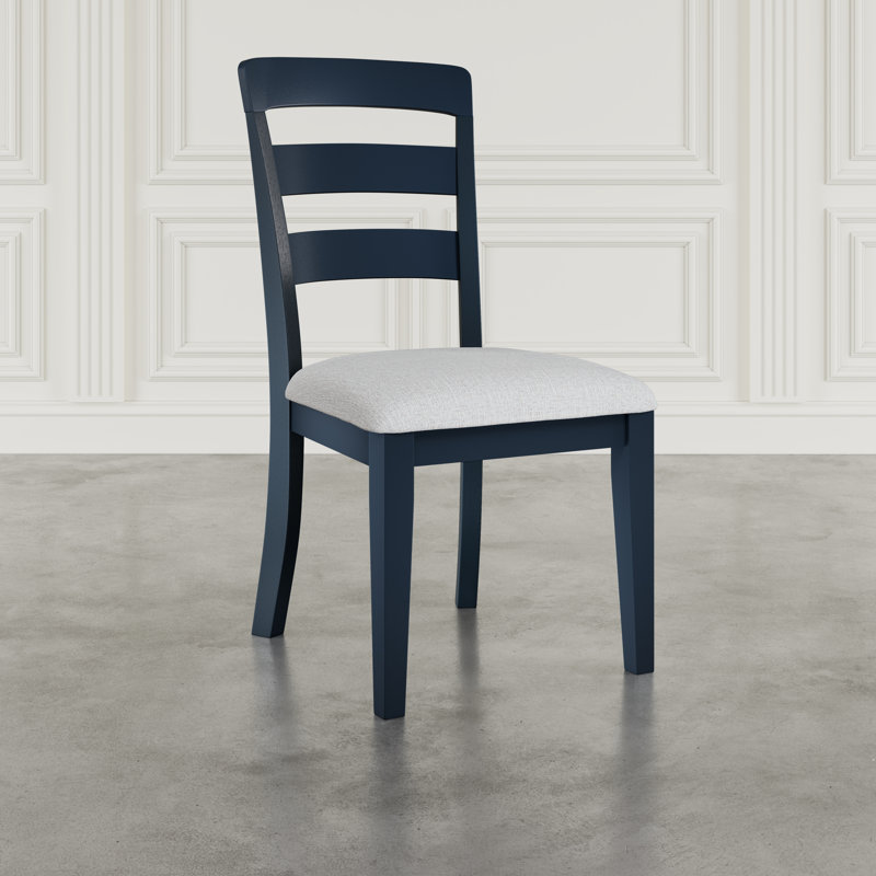 Alper Modern Farmhouse Five Piece Round-to-oval Dining Set With Ladderback Chairs - Navy, Navy