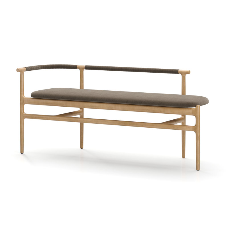 Charlie Upholstered Dining Bench, Natural, Jade 101
