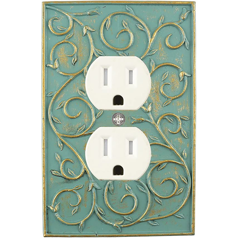 1 - Gang Duplex Outlet Standard Wall Plate, Buckingham Green/Gold