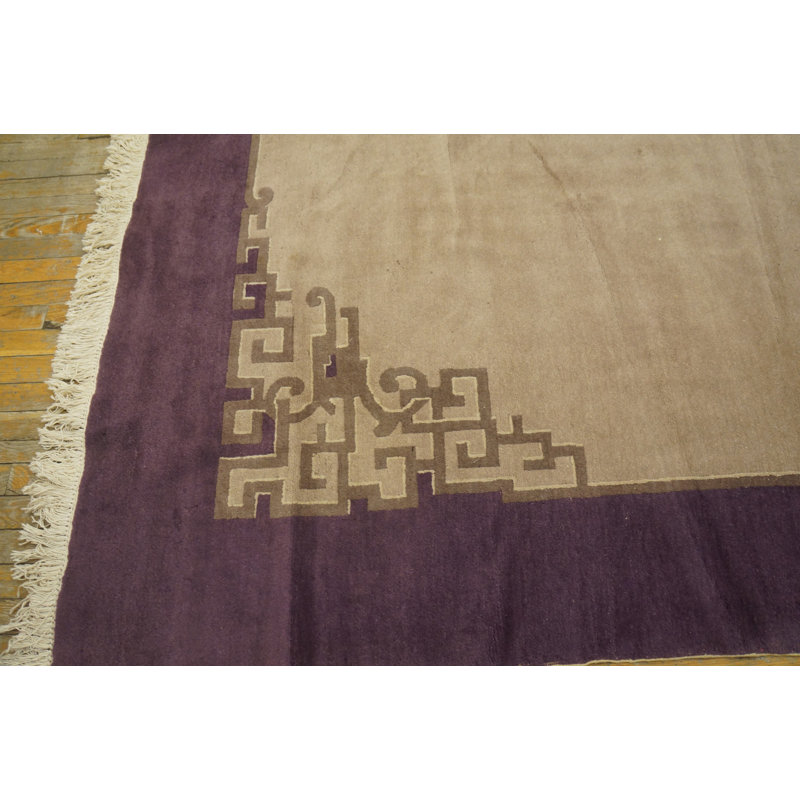 Tapis ivoire antique en laine Art déco