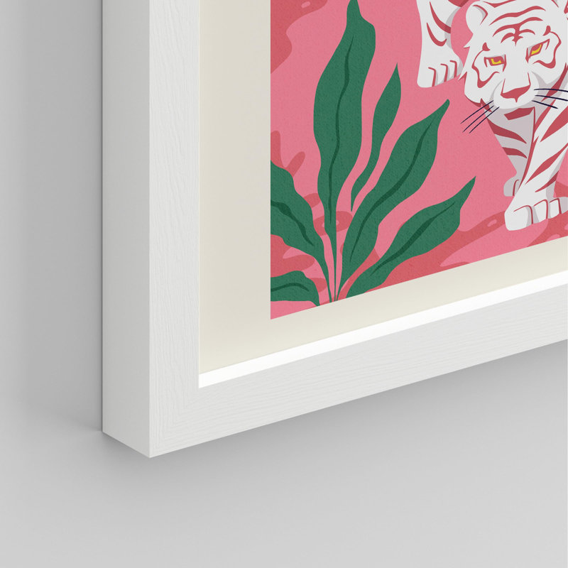 «Stalking Tiger In The Jungle» sur papier, Blanc, H 14 po x l 11 po