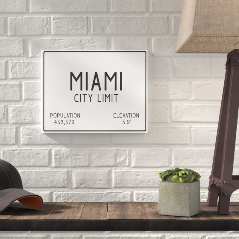 «Miami City» par Daphne Polselli, reproduction d'art textuel sur toile, H 24 po x l 30 po, Toile tendue