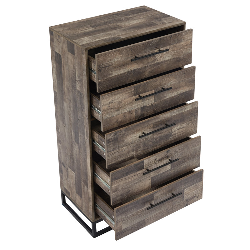 Commode 5 tiroirs Paniagua, Brun