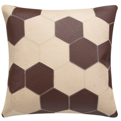 Genuine Leather Patchwork Pillow - Handmade With Feather Down