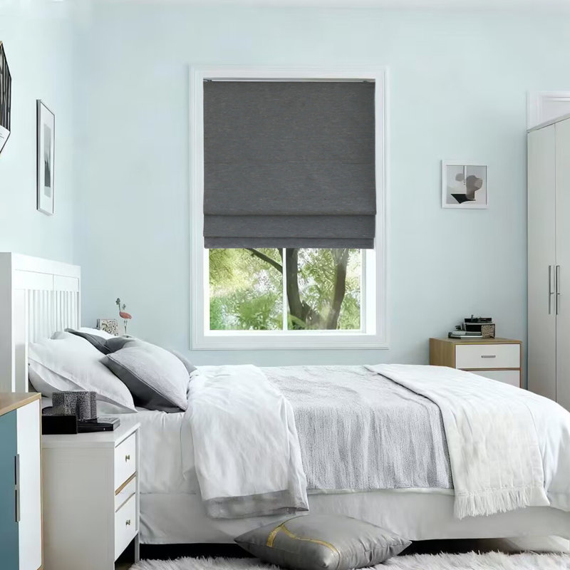 Store romain obscurcissant sans cordon avec store, Gris cendre, L 36 po x L 64 po