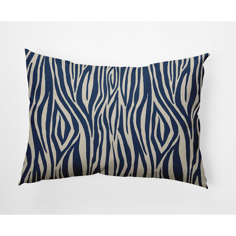 Animal Print Outdoor Reversible Throw Pillow, Blue