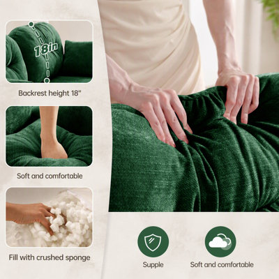 Canapé modulaire en U modulaire avec repose-pieds, tissu chenille doux, conception plissée matelassée, mousse haute densité, accoudoirs élégants, installation facile pour les chambres et les salons