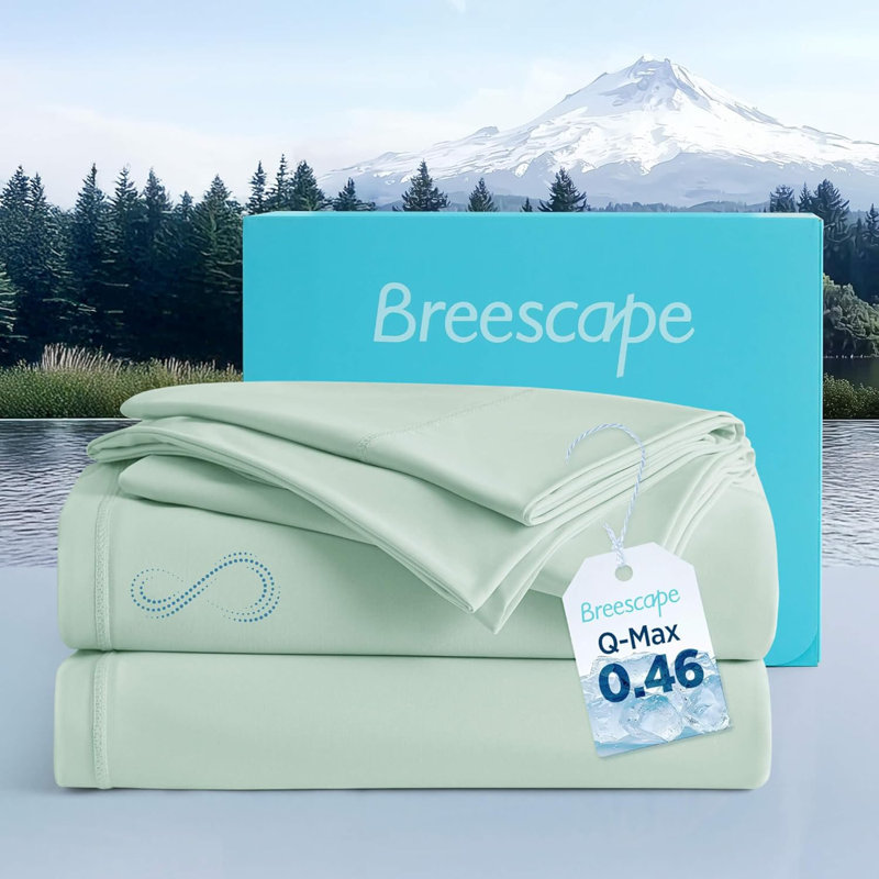 Ensemble de draps rafraîchissant Breescape pour les dormeurs chauds et les sueurs nocturnes, Jade clair de lune