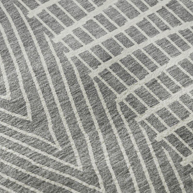 Premium Machine Washable Lyndhurst AMF990 Geometric Rug, Rectangle 5' x 7'6"