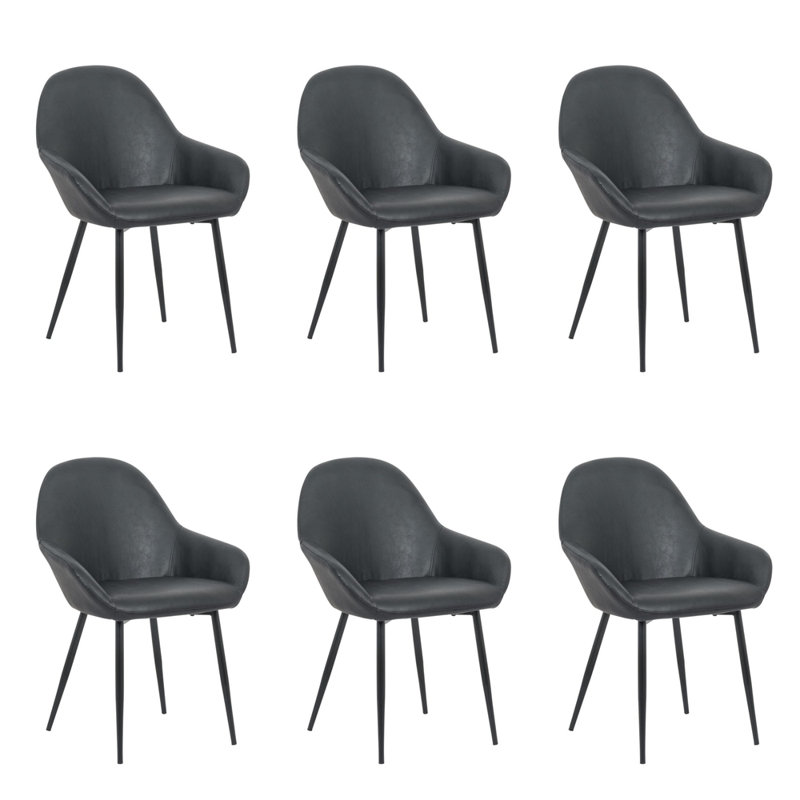 Ollerton 18'' H Faux Leather Upholstered Armchair, Black