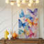 Une aquarelle, composition de papillons peints dans des tons translucides de bleu rose, art mural sur toile de qualité supérieure prêt à accrocher moderne-1115712477