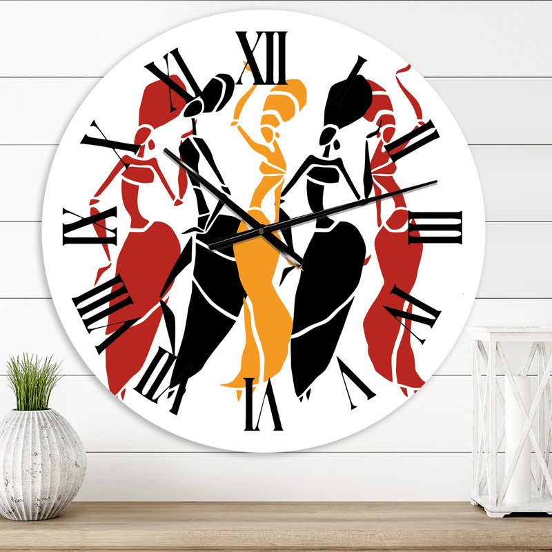 Beautiful Dancers Afro American Silhouettes - Horloge murale moderne, Très petit