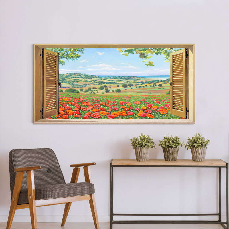 Window On The Poppy Field by Andrea Del Missier - Wrapped Canvas Print, 50 cm H x 100 cm W