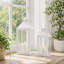 JHY DESIGN Set of 2 Metal Lanterns with Tempered Glass Farmhouse Candle Holders-874670213