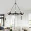 Lustre rond en forme de bougie noire à 9 lumières Eva