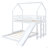Twin Over Full House Bunk Bed With Slide And Built-In Ladder, Full-Length Guardrail