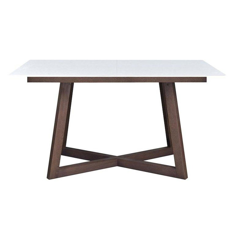 Chamille Extendable Solid Wood Base Dining Table, White