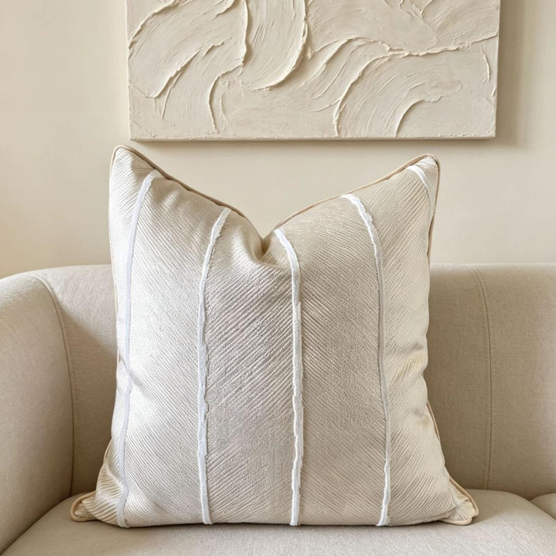 Ensemble de 2 housses de coussins décoratifs, housse de coussin texturée à rayures douces