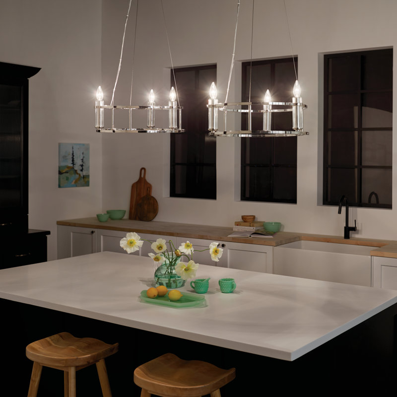 6 - Light Dimmable Drum Chandelier, Silver