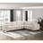 6-Piece Modular Sectional With Storage Seats, Side Pockets, Charging Ports Beige Corduroy Fabric Modern Living Room Sectional Couch Solid Wood Furniture