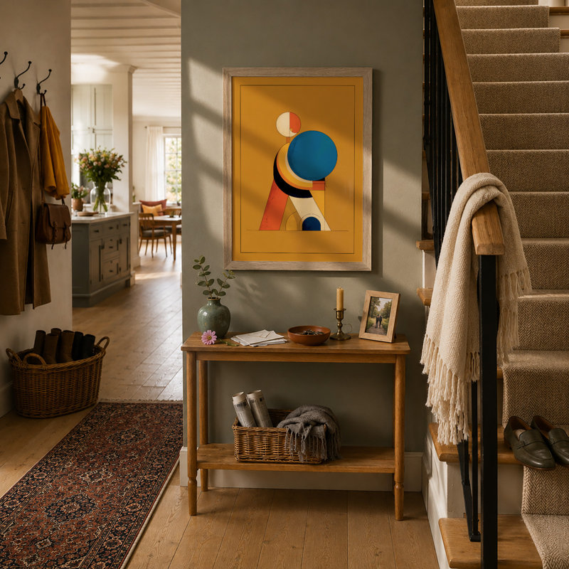 Abstract Figure with Geometry Geometric - Framed Print, Walnut, A3 - 42.0 x 29.7 cm