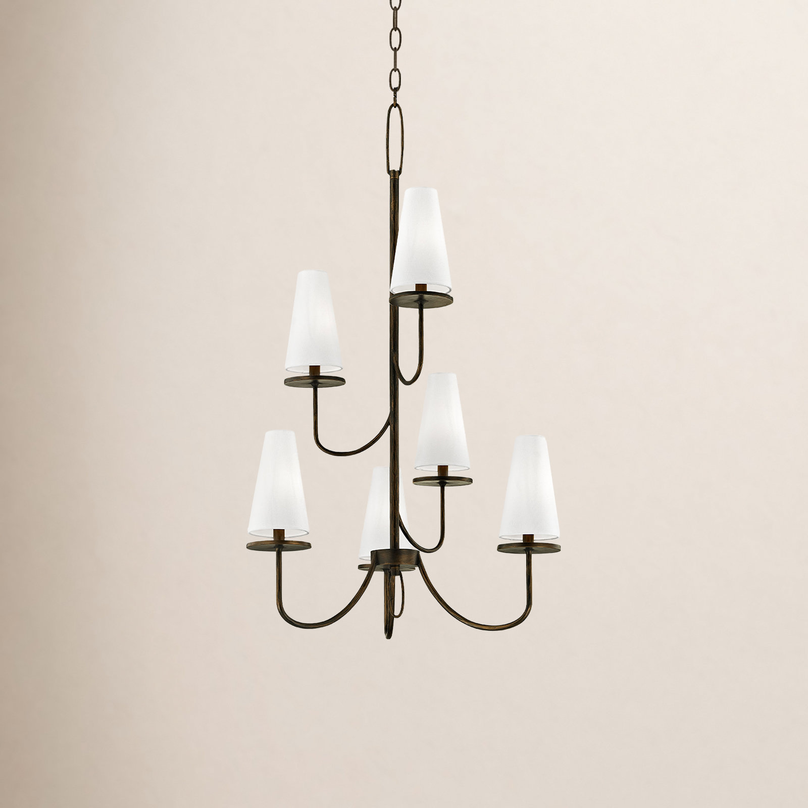 Walling 6 - Light Dimmable Tiered Chandelier, Textured Bronze