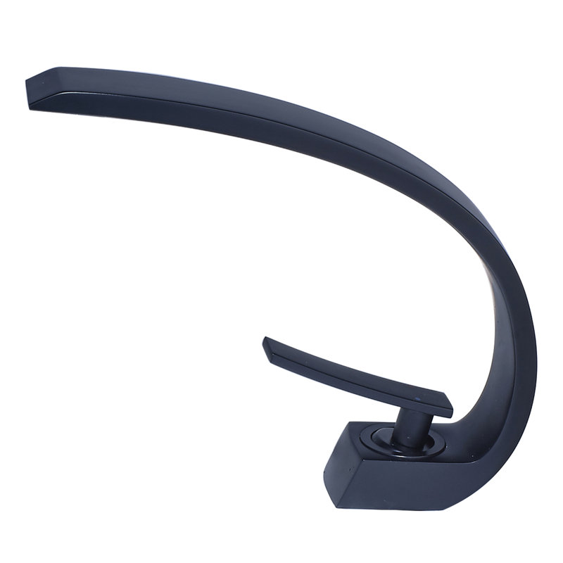 Modern Bathroom Faucet In Black - Single Hole Basin Tap With Side Brushed Sink Geometric Design, Corrosion Proof, Black