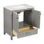 30" Freestanding Bathroom Vanity With Sink, Carrara Engineered Marble Vanity Top With Under-Mounted Rectangular Ceramic Sink, Large Storage Soft-Close Door, Solid Wood Frame, Grey 24V03-30GR-121294606