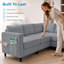 Canapé modulaire en L Linen, gris clair-2141738361