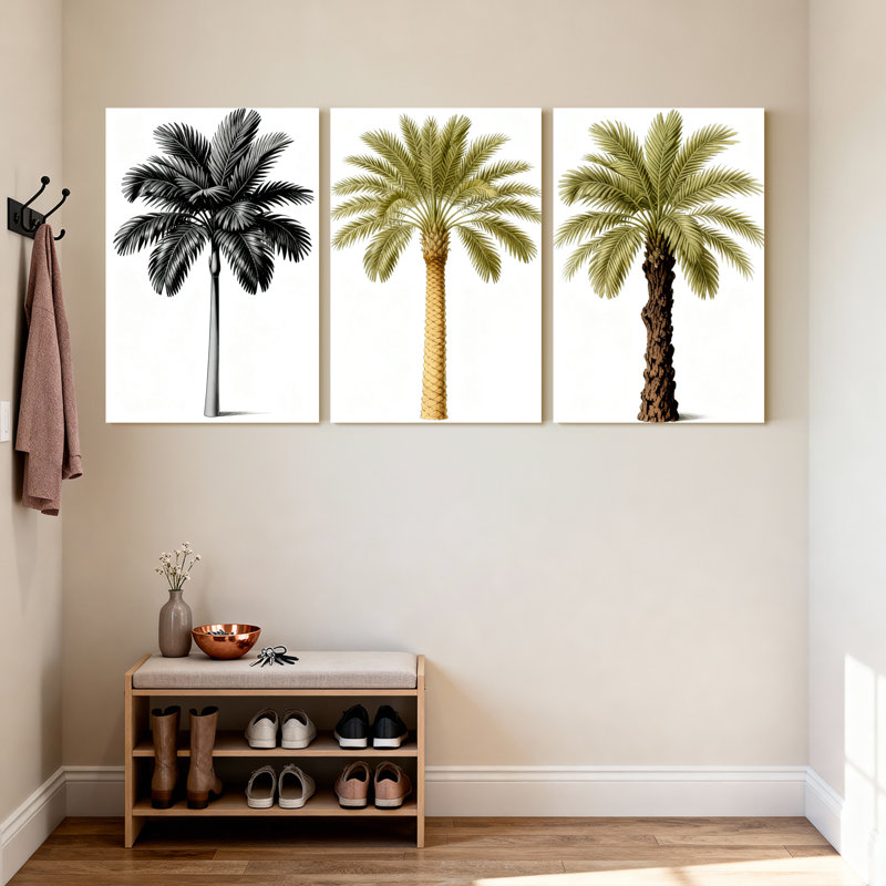 Palmiers, ensemble de 3 impressions sur toile, H 30 po x l 60 po