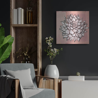 Luxe Metal Art 'Pink And Gray Floral 1' By Stellar " Pink And Gray Floral 1 " by Stellar Design Studio