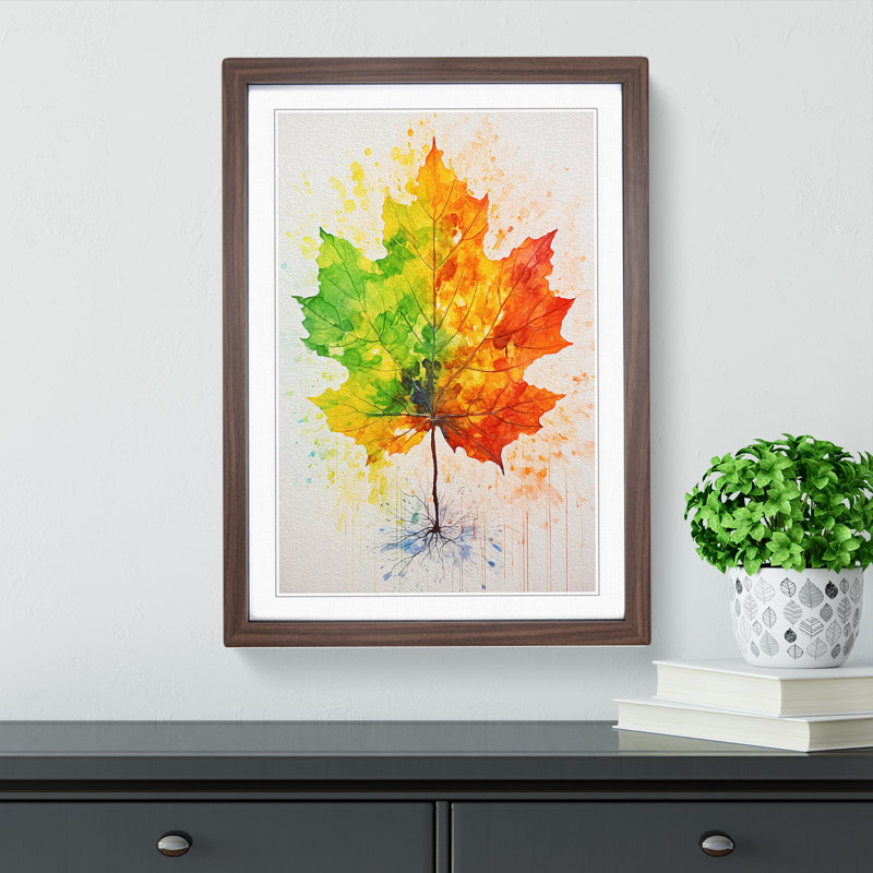 Leaf Gestural No.2 - Framed Print, 46cm H x 34cm W x 2cm D, Walnut