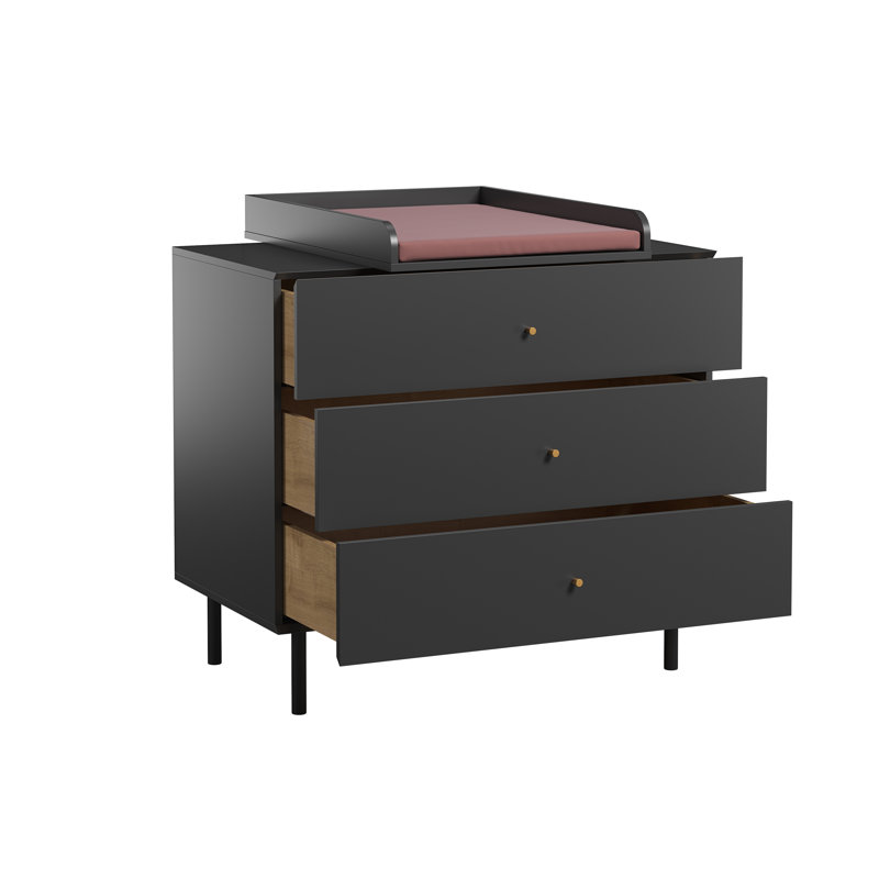 Karter 3 Drawer Chest, Black