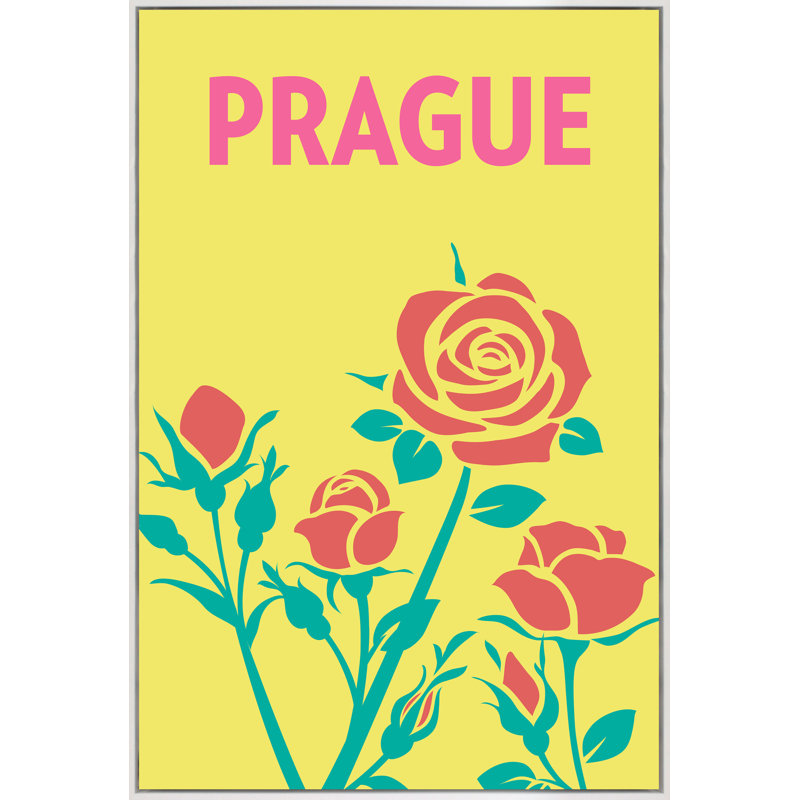 «Prague» par Yaffa G - reproduction sur toile, Cadre blanc, H 40 po x l 26 po