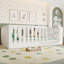 Lit double en bois massif Montessori avec clôture haute et porte d'accès, blanc, lit pour tout-petit-133872736-133872740