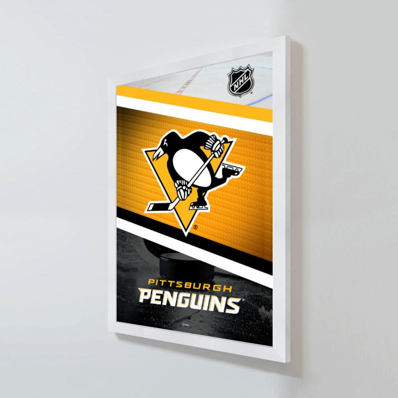 «Pittsburgh Penguins NHL», art mural, H 48 po x l 32 po, Acrylique encadré, Blanc