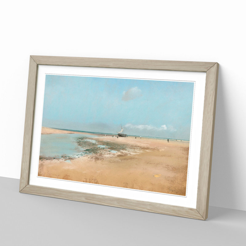 The Beach at Low Tide by Edgar Degas - Picture Frame Painting, 27cm H x 36cm W x 2cm D, Oak Framed