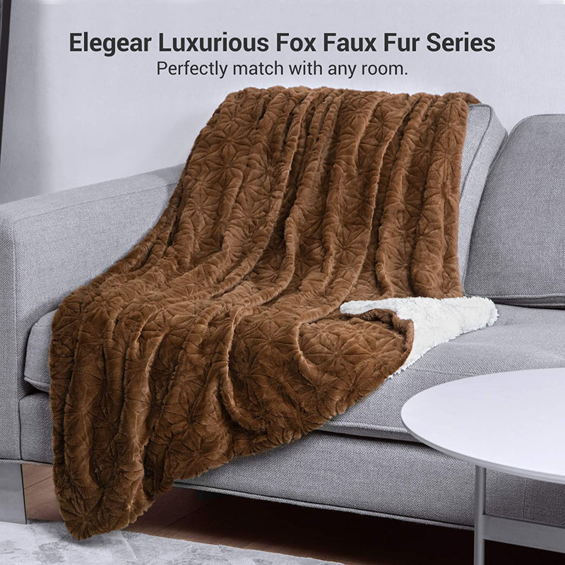 Quilted Heated Throw Blanket, Brown