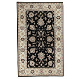 Hand Knotted Wool Area Rug in Black And Ivory