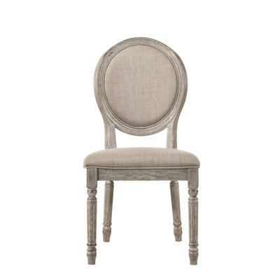 Faustine Tan Fabric & Salvaged Light Oak Finish Side Chair (Set Of 2)