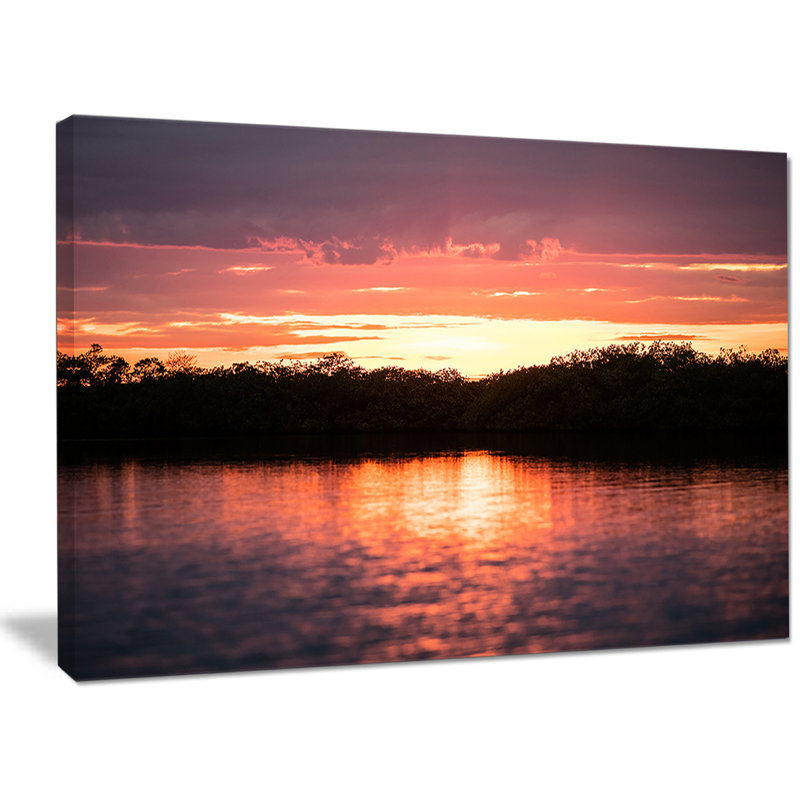 " Sunset On Tropical Lagoon ", 12" H x 20" W x 1" D