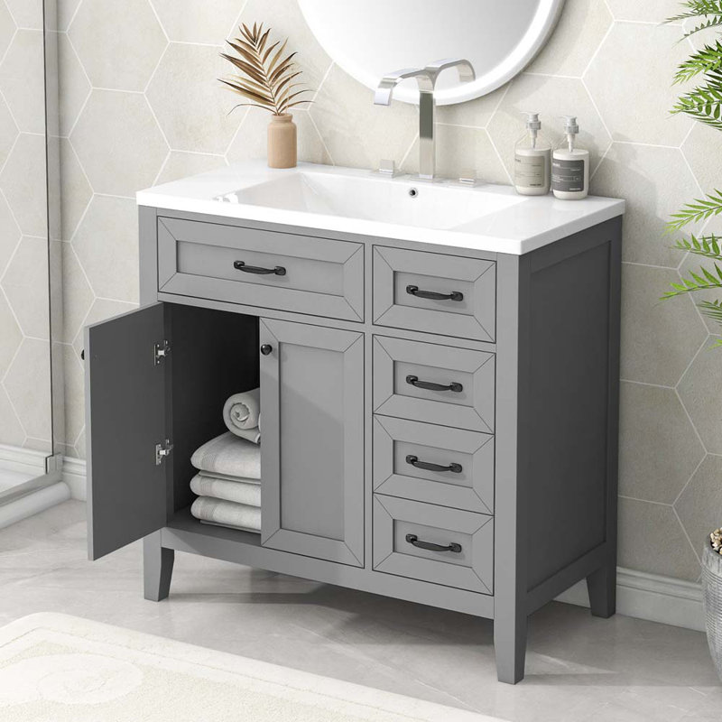 35.98'' Bathroom Vanity with Sink, Gray