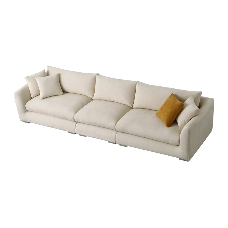 Canapé modulaire à accoudoirs évasés Dekayla, Microfibre / microsuède blanc