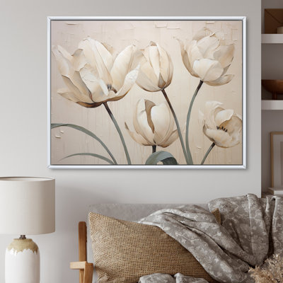 Minimalisme, tulipes blanches symphonie II sur toile