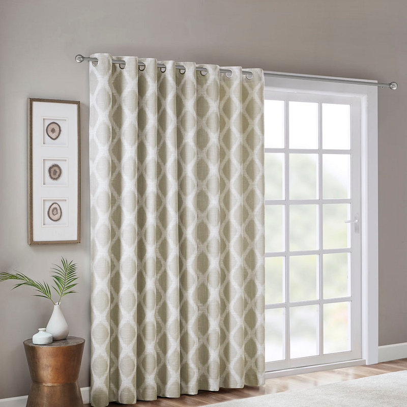Jacquard Grommet Top Total Blackout Curtain Panel, Taupe, 100" W x 84" L